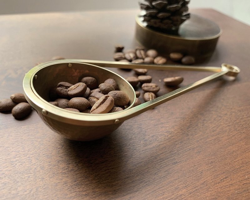 Scoop a spoonful of morning fragrance-No. 25 Bronze Coffee Bean Spoon/Ag No. 116 - เครื่องทำกาแฟ - ทองแดงทองเหลือง สีนำ้ตาล