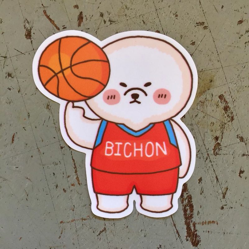 Bichon Basketball Small Waterproof Sticker SS0113 - สติกเกอร์ - วัสดุกันนำ้ 