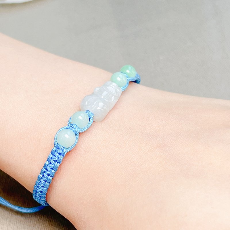 [Lucky Beast] Ice Jade Pixiu Braided Bracelet | Natural Burmese Jade | Gift - สร้อยข้อมือ - หยก สีใส