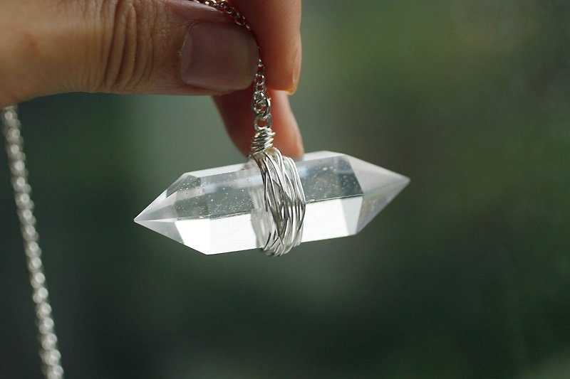 雙尖白水晶柱頸鏈 白晶　能量 中性　男女皆可 - 頸鏈 - 寶石 透明