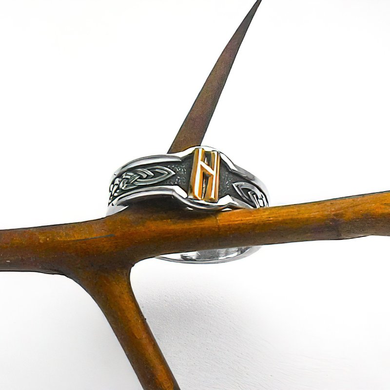 Hagalaz Rune.Hagalaz Rune Ring.Hagalaz Ring.Rune jewelry.elder futhark.Runes. - 戒指 - 純銀 銀色