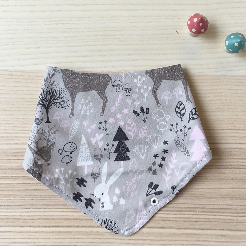 Bunny Forest: Hand-made bib pocket triangle saliva scarf scarf - Bibs - Cotton & Hemp Pink