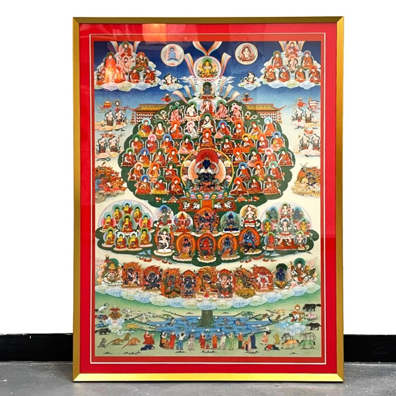 噶舉皈依境唐卡藝術印刷品 A2 Size 連各個上師圖示 60 x 43cm - 海報/掛畫/掛布 - 紙 多色
