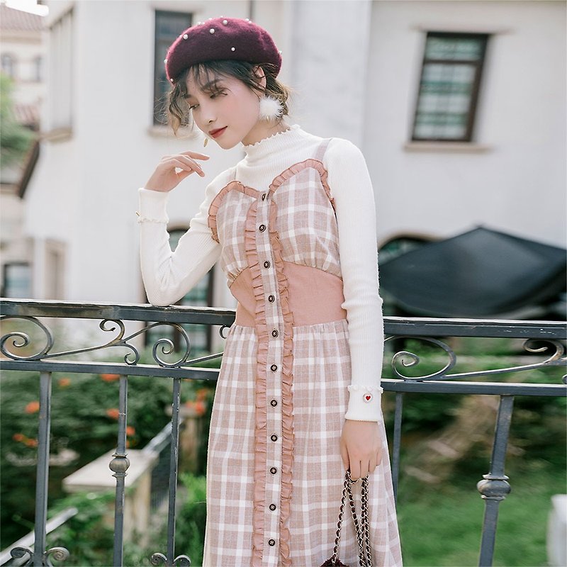 Annie Chen Qiu suspender dress was thin retro sleeveless bottoming skirt - One Piece Dresses - Other Materials 