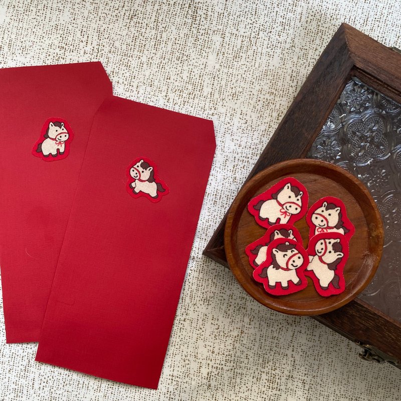 ハッピーリトルホース///自由に貼れるお祝いポチ袋 - ご祝儀袋・ポチ袋 - 紙 レッド