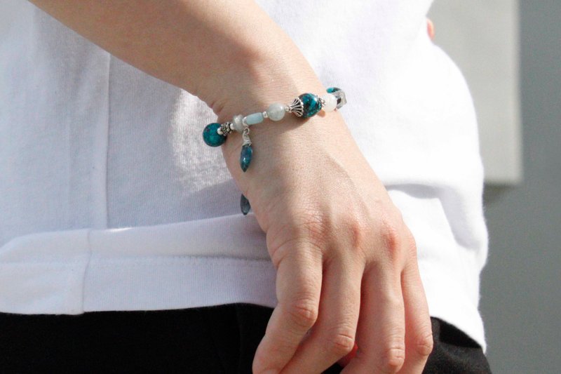 Guide|Nature Adventure // American Blue Pine Stone Natural Stone Sterling Silver Bracelet // - สร้อยข้อมือ - เครื่องเพชรพลอย สีเงิน