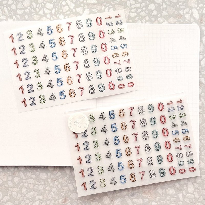 數字帖 2張入 轉印貼紙 / 感壓貼紙 / Print-On Stickers - 貼紙 - 其他材質 