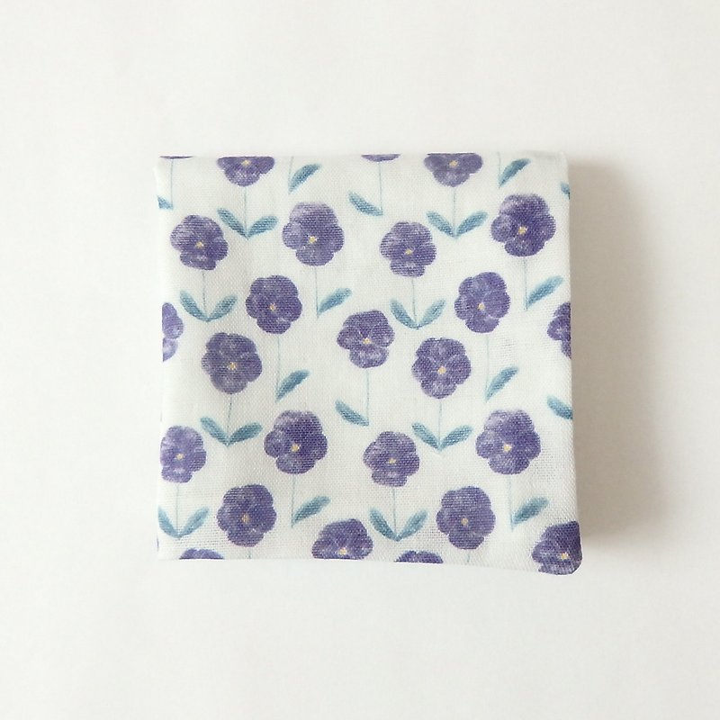 Pansy gauze handkerchief - Handkerchiefs & Pocket Squares - Cotton & Hemp Purple