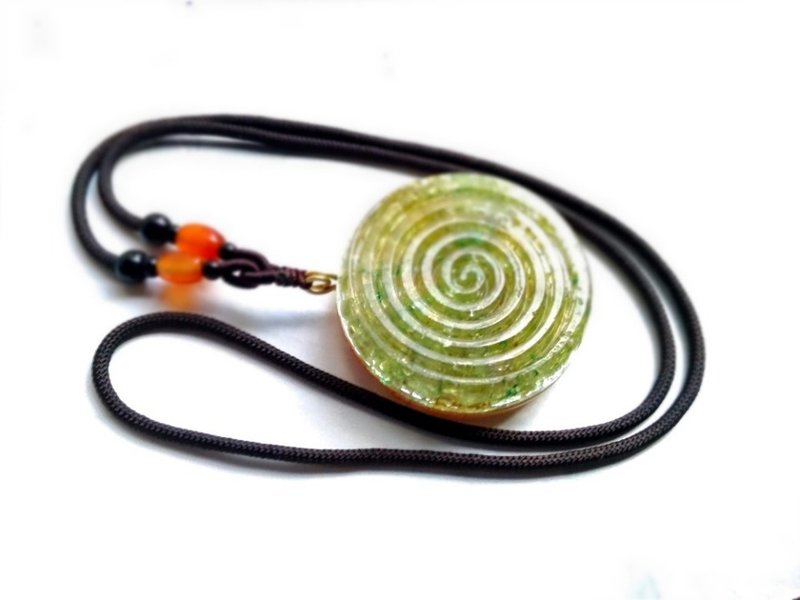 Double-sided Design Spiral Crystal Necklace | SPIRAL Graphic Pendant | Sweater Chain | Tibetan Auspicious Rope - สร้อยคอ - คริสตัล หลากหลายสี