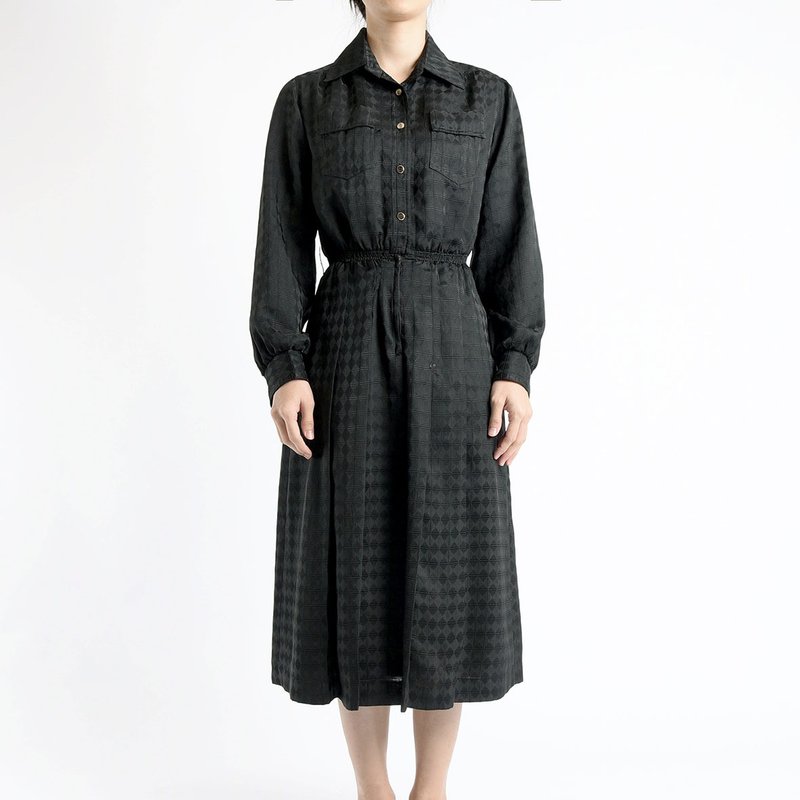 Vintage Japan Dress - One Piece Dresses - Polyester Black