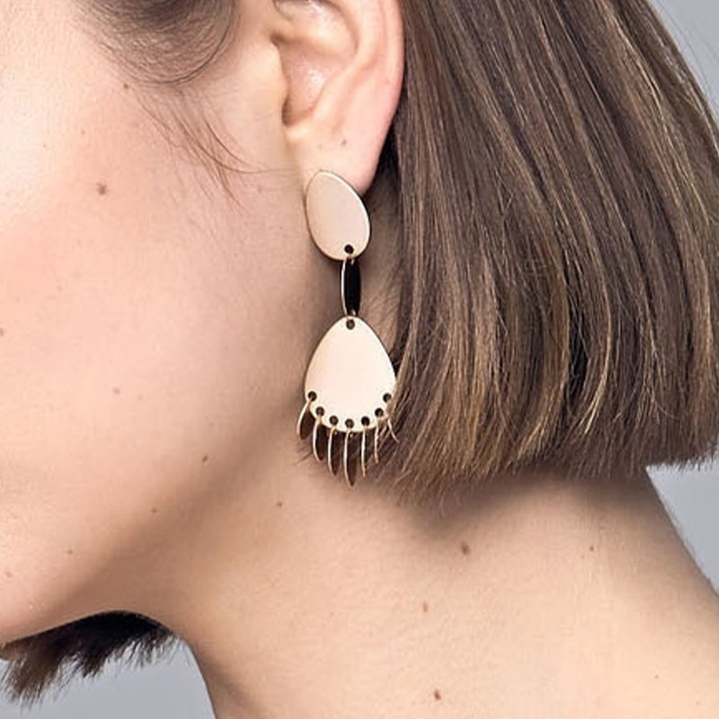 Swinging Art Mist Gold Earrings - Earrings & Clip-ons - Copper & Brass Gold