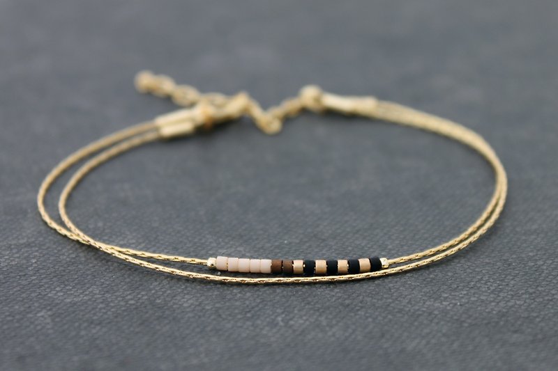 Gold Chain Delicate Miyuki Seed Beads Bracelets Small Cute Minimalist - สร้อยข้อมือ - โลหะ สีทอง