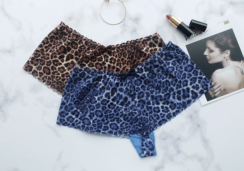 [Handmade] Charming Love Leopard, Brazilian Pants, Made in Taiwan - ชุดชั้นในผู้หญิง - ไนลอน สีนำ้ตาล