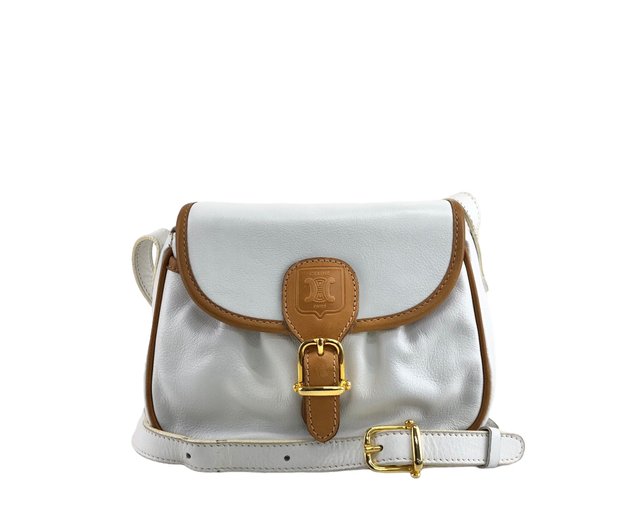 日本直送名牌中古包】CELINE セリーヌショルダーバッグホワイト 日本直送名牌中古包】CELINE セリーヌショルダーバッグホワイト