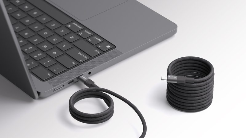 Momax Mag.Link 240W 2m USB-C to USB-C Magnetic Cable DC71 - ที่ชาร์จ - ไนลอน สีดำ