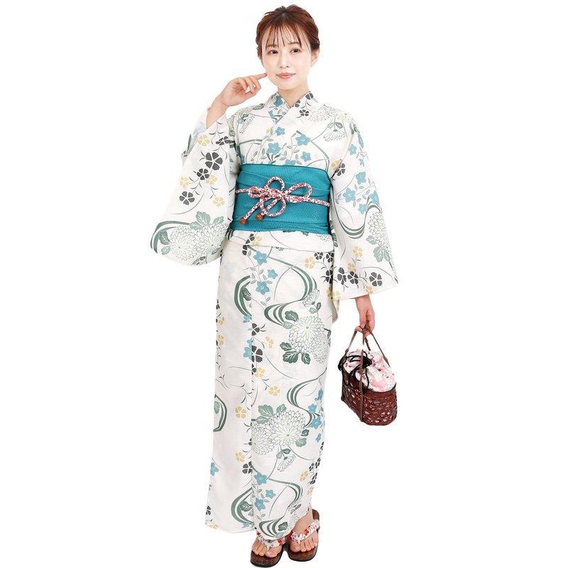 日本 和服 聚酯纖維 梭織 女性 浴衣 腰帶 2件組 F Size X41-09B - 其他 - 聚酯纖維 