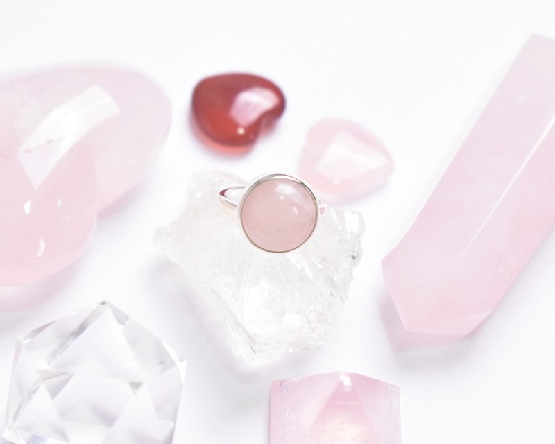 Rose quartz 925 silver ring - แหวนทั่วไป - เครื่องเพชรพลอย สึชมพู