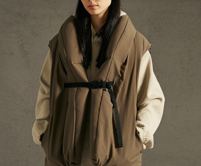 ホワイトダック 半袖ダウン ボタンデザインホワイトダックダウンベスト