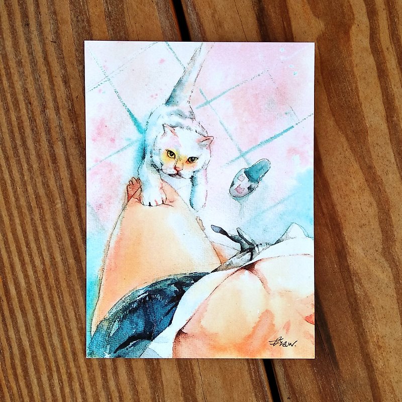 Watercolor painted hair boy series postcard - fascinating bumps - การ์ด/โปสการ์ด - กระดาษ สึชมพู