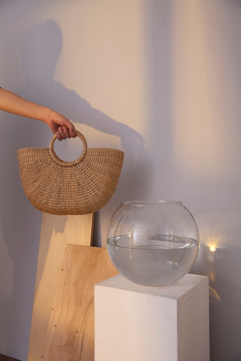 Half-moon grass handbag bag - Handbags & Totes - Other Materials Khaki