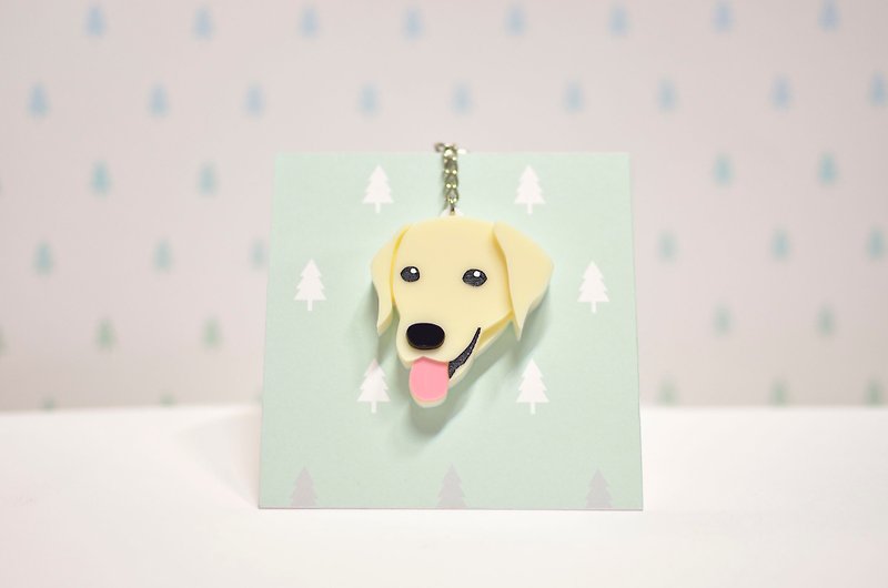 拉布拉多犬(奶黃)-鑰匙圈壓克力 - 鑰匙圈/鎖匙扣 - 壓克力 黑色