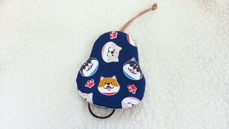 Smiling Shiba Inu (blue) pear-shaped key bag [K180303] - ที่ห้อยกุญแจ - ผ้าฝ้าย/ผ้าลินิน หลากหลายสี