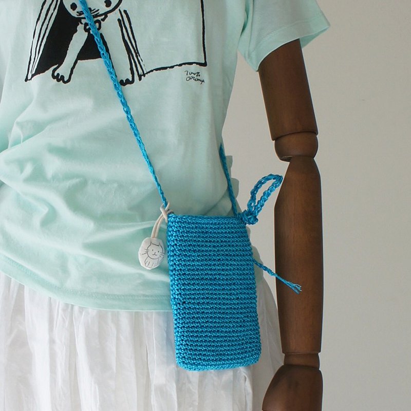 Ba-ba handmade Crochet Sacoche  No.SACO10 - กระเป๋าแมสเซนเจอร์ - วัสดุอื่นๆ สีน้ำเงิน