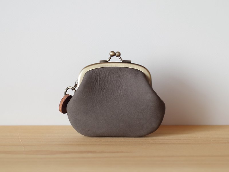 Nubuck leather gray - Coin Purses - Genuine Leather Gray