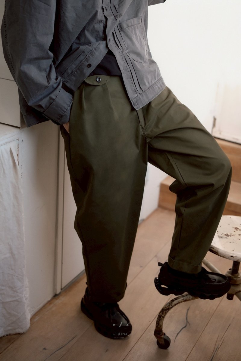 仕德軍挺版老爺九分褲 - 2色 - 綠仕 - 女長褲 - 棉．麻 綠色