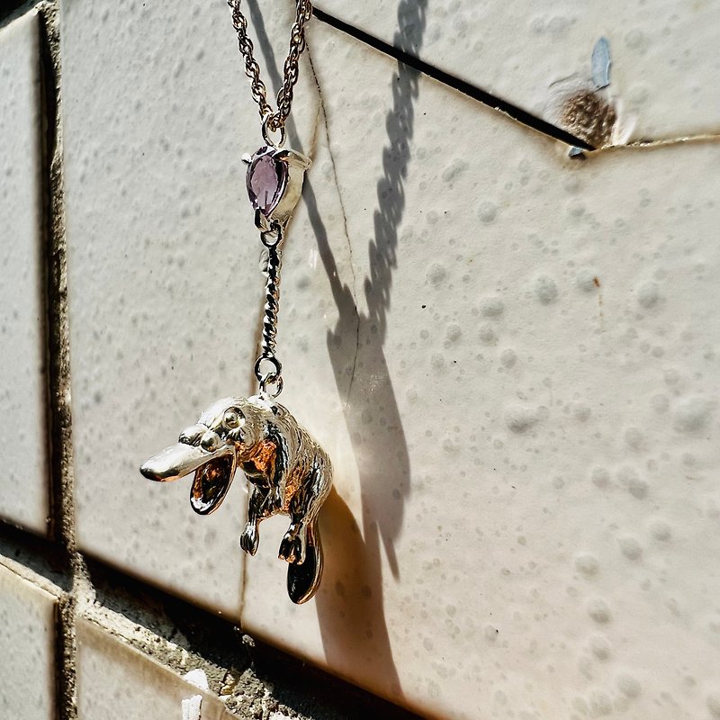 Little Wish Series - Platypus Sterling Silver Animal Necklace Animal necklaces - สร้อยคอ - เงินแท้ สีเงิน