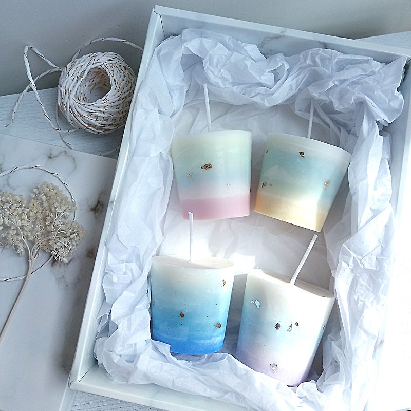 Waves - Set of 4 Candles | Natural Soywax Scented Candle | Birthday Gift - Candles & Candle Holders - Wax Multicolor