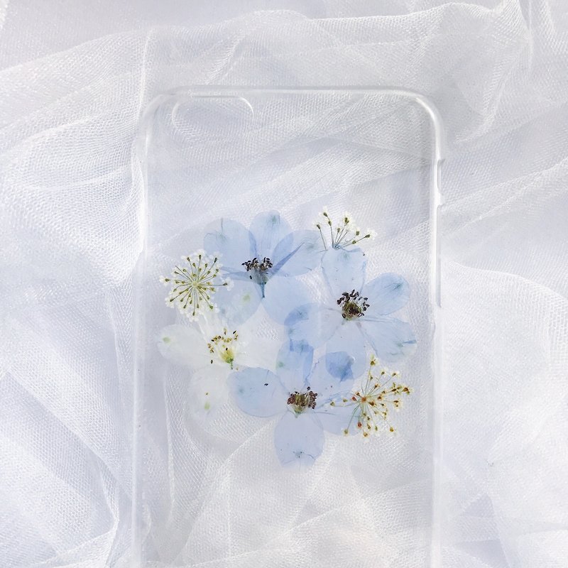 Baby Blue Pressed Flower Phone Case /  iPhone6/6s/6/6splus,7/7/8plus/X - อื่นๆ - วัสดุอื่นๆ 