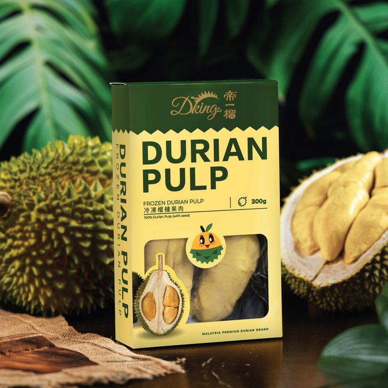 Diyi Durian - D24 Frozen Durian Pulp (With Core) 300G - Two boxes - Cake & Desserts - Other Materials Multicolor