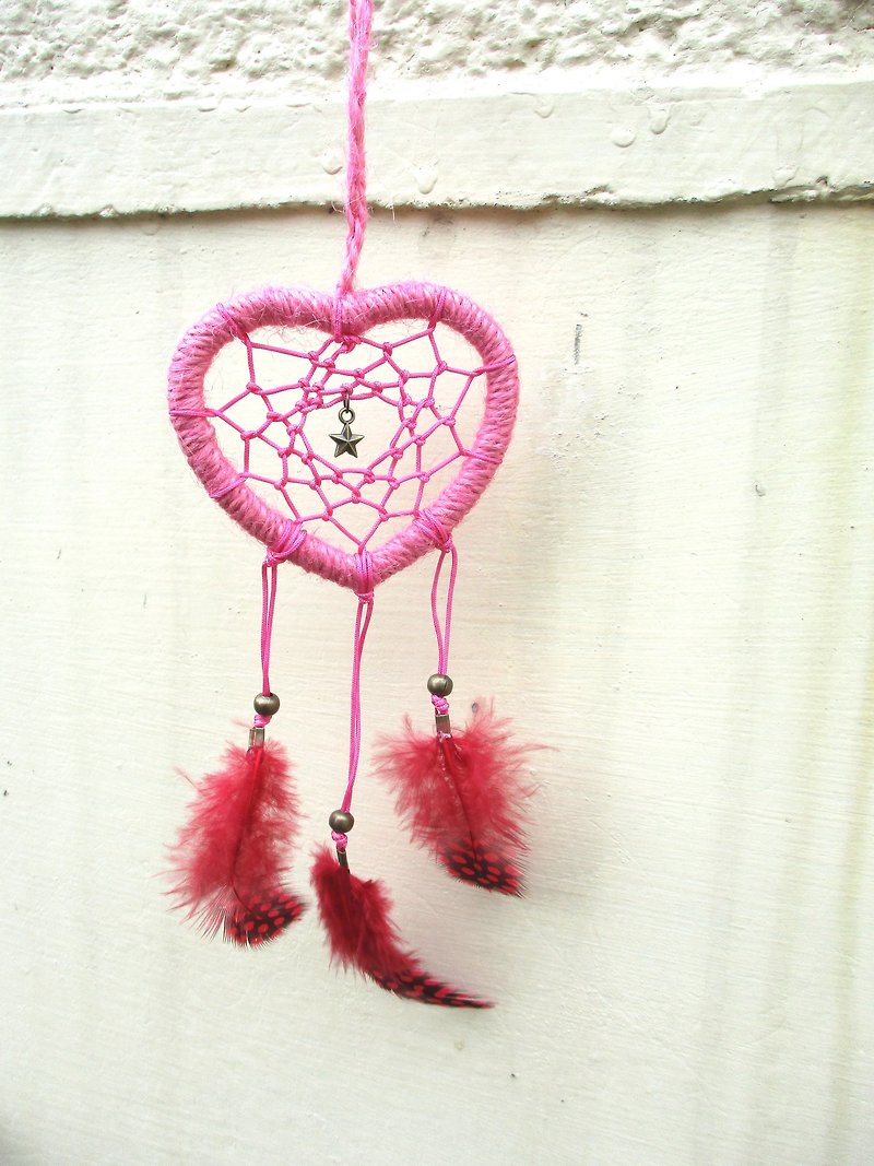 Little Kite-Heart Dream Catcher-Pink 7.5 cm - Other - Cotton & Hemp Pink