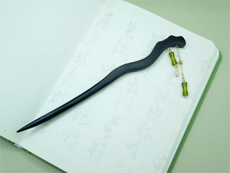 Bamboo resin hairpin hairpin hair accessories hairpin accessories antique Hanfu cheongsam new Chinese style can be customized - เครื่องประดับผม - วัสดุอื่นๆ สีเขียว