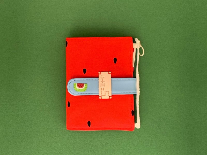 *Ruby Watermelon Clip & Passport Case* - กระเป๋าสตางค์ - ผ้าฝ้าย/ผ้าลินิน สีแดง
