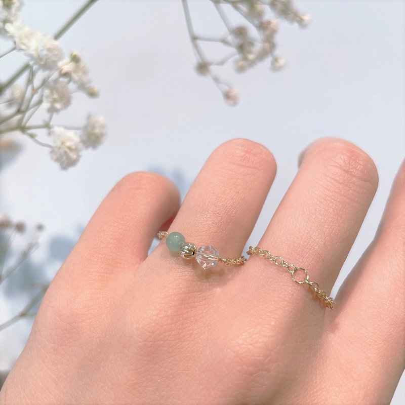│Light Luxury│Amazing Stone • Ice Crystal Chain Ring• Ring• 14K Note Gold• 14kgf - แหวนทั่วไป - โลหะ 