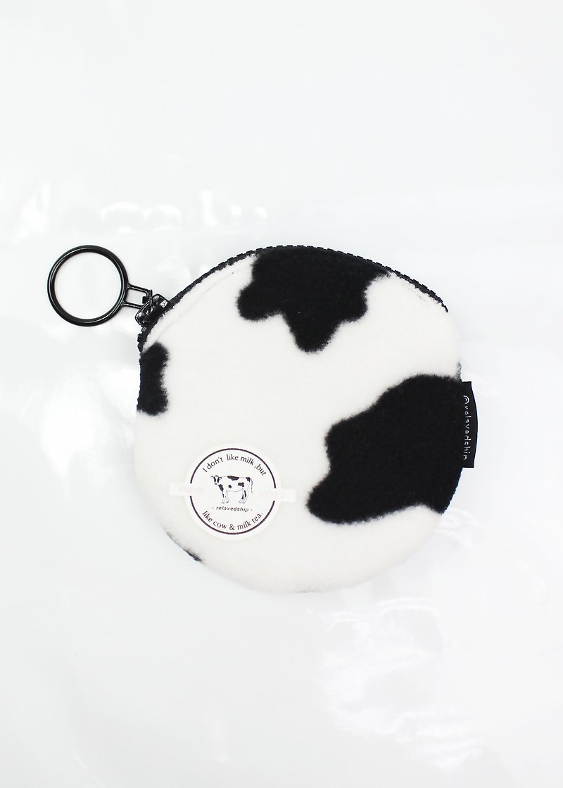 Dairy cow zipper coin purse - กระเป๋าใส่เหรียญ - วัสดุอื่นๆ ขาว