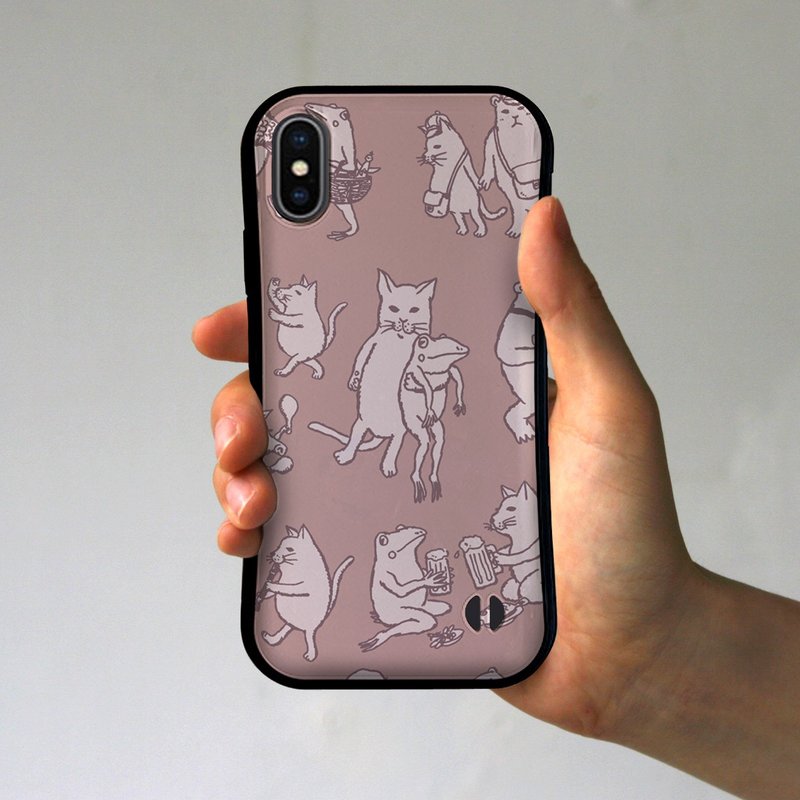 Grip iPhone Case Nakama Tachi Pink Gray - เคส/ซองมือถือ - พลาสติก สึชมพู