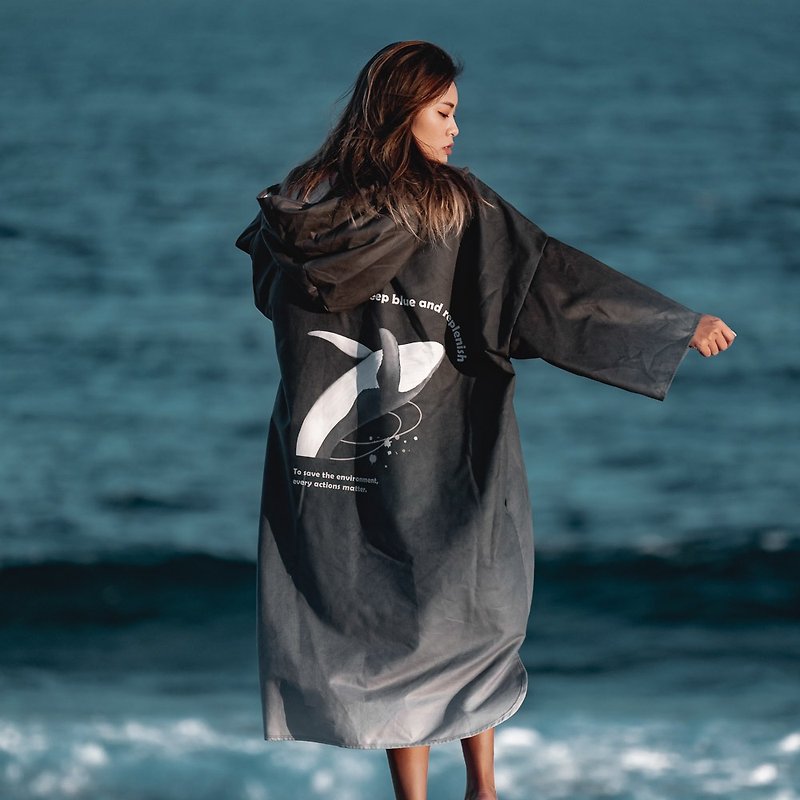 LAZULI 保暖防風強力吸水毛巾衣(薄款) 漸層灰 - 毛巾浴巾 - 其他材質 黑色