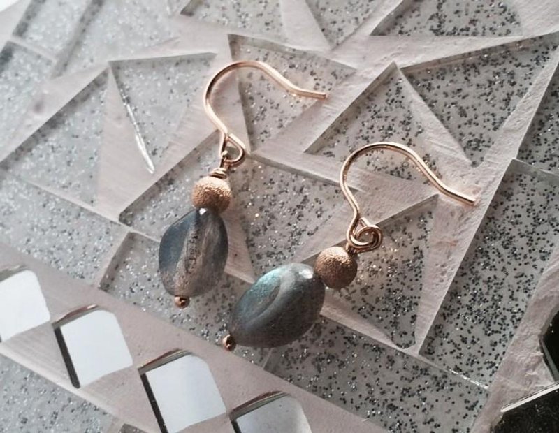 Labradorite ◇ K14GF ◇ Earrings / Clip-On - ต่างหู - โลหะ 