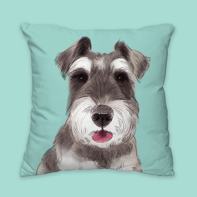 [I will always love you] Classic Schnauzer dog animal pillow/pillow/cushion - หมอน - ผ้าฝ้าย/ผ้าลินิน สีน้ำเงิน