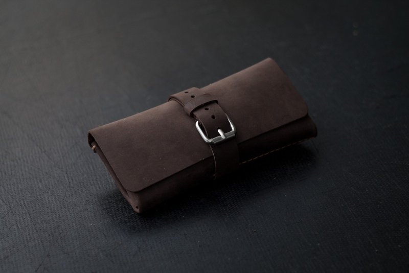 Leather Watch Roll for 2-5 watches, Leather watch pouch, watch case, watch box - 居家收納/收納盒/儲物盒 - 真皮 黑色