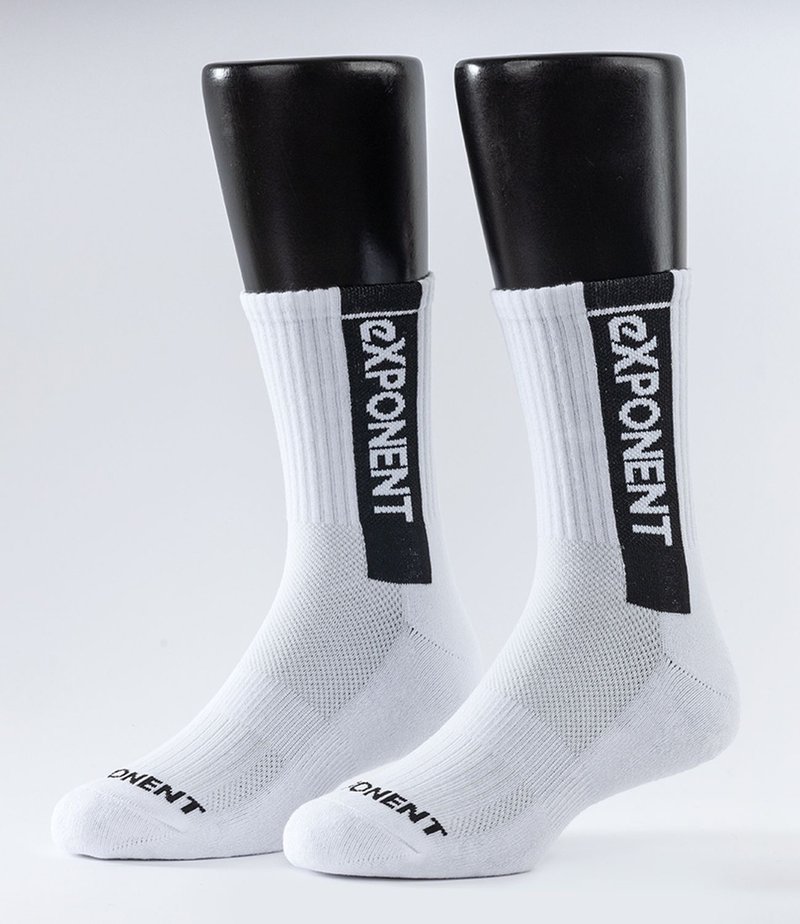 (2 color) eXPONENT Classic Air cushion Socks (Buy 2 get 1 free) - Black - ถุงเท้า - ผ้าฝ้าย/ผ้าลินิน ขาว