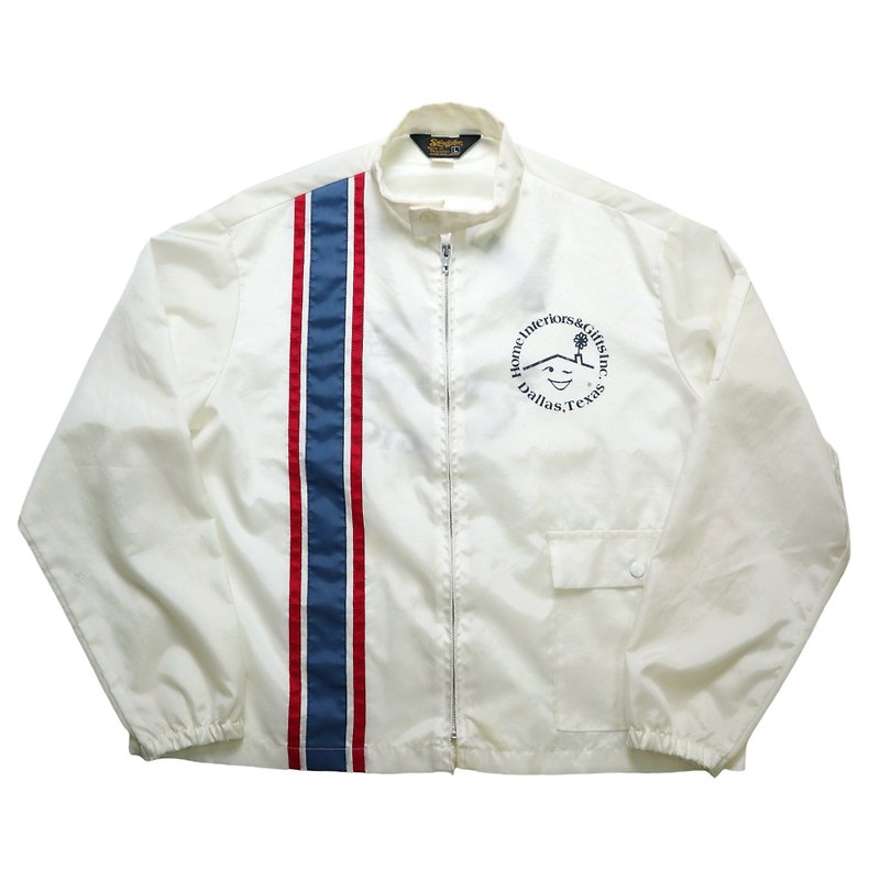 1970s Swingster 美國製 白色防風賽車外套 - 外套/大衣 - 尼龍 白色