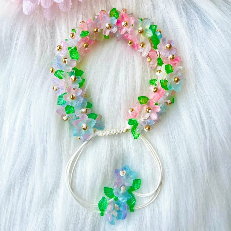Flower lover Bracelet, Waxed Cord, Adjustable Size | Handmade Bracelet, Pastel Style - 手鍊/手環 - 貴金屬 
