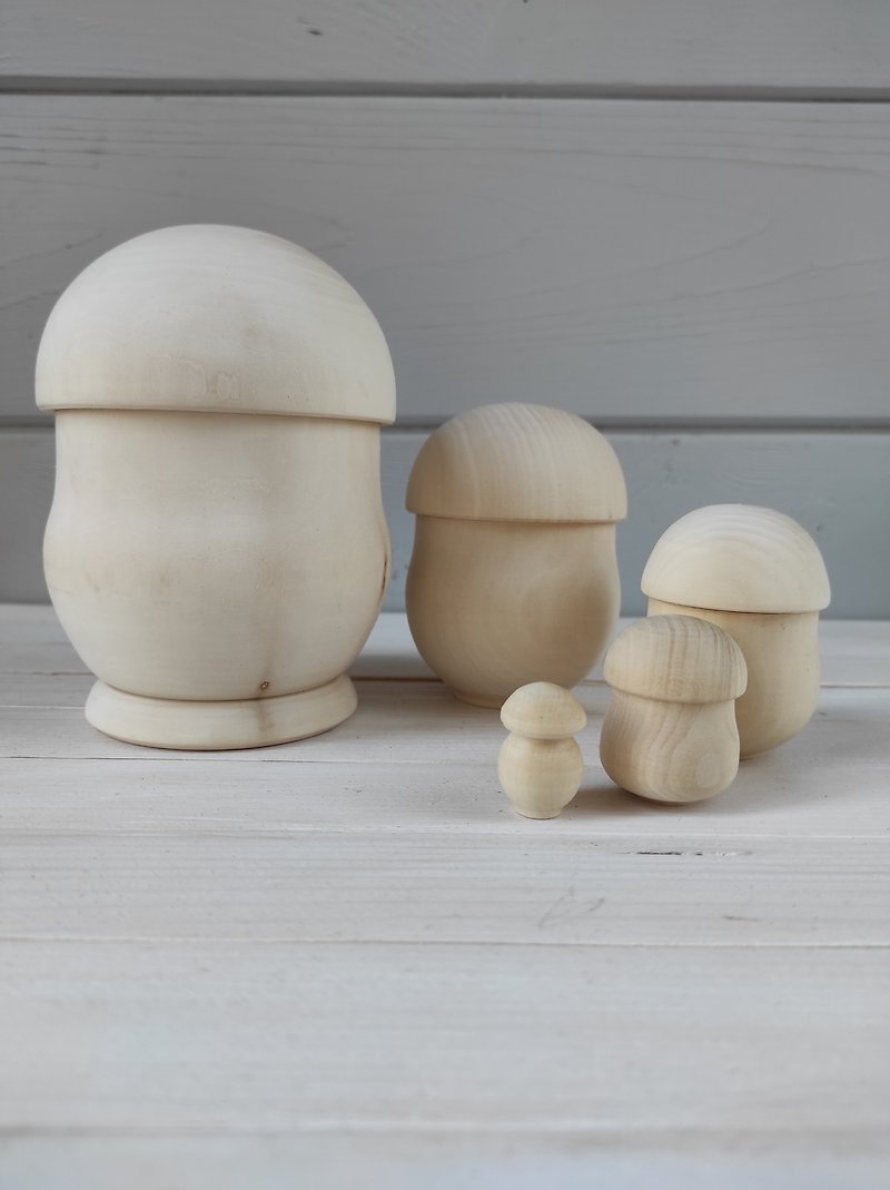 Wooden Toy Nesting Mushroom - ของเล่นเด็ก - ไม้ สีนำ้ตาล