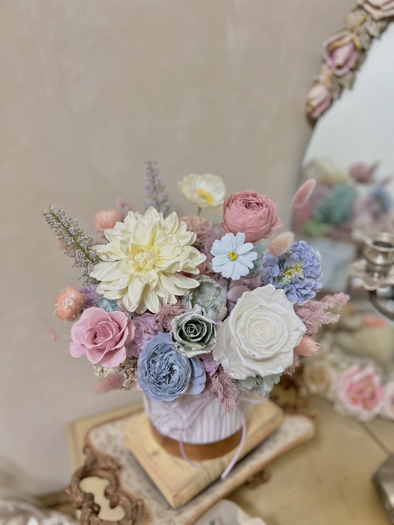 【關於花藝 │大理石花禮 M】 永生/乾燥盆花 客製花禮面交 - 乾燥花/永生花 - 植物．花 藍色