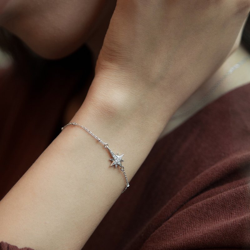 Star of Bethlehem sterling silver bracelet (two colors available) - สร้อยข้อมือ - โลหะ สีเงิน