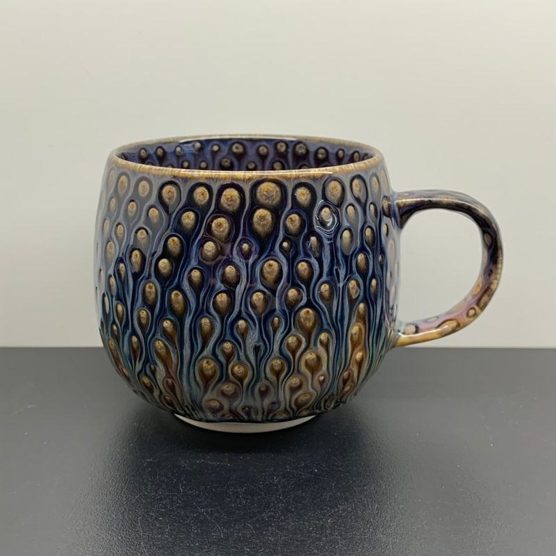 孔雀開屏 咖啡杯 280ml 邱毓寧 鶯歌 A6-03 - 茶壺/茶杯/茶具 - 瓷 多色